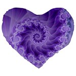 Silky Purple Spiral Fractal Large 19  Premium Heart Shape Cushion