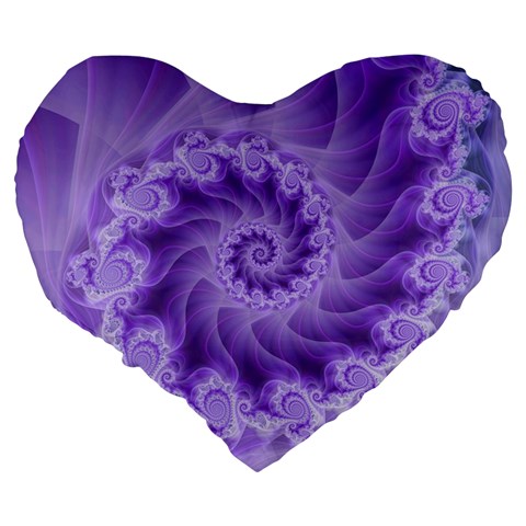 Silky Purple Spiral Fractal Large 19  Premium Heart Shape Cushion from ArtsNow.com Back