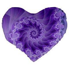 Silky Purple Spiral Fractal Large 19  Premium Heart Shape Cushion from ArtsNow.com Back