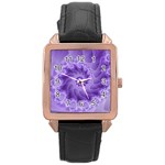 Silky Purple Spiral Fractal Rose Gold Leather Watch 