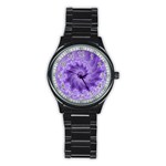 Silky Purple Spiral Fractal Stainless Steel Round Watch