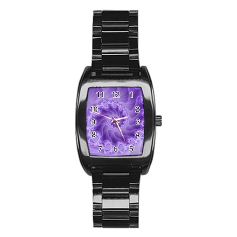 Silky Purple Spiral Fractal Stainless Steel Barrel Watch from ArtsNow.com Front