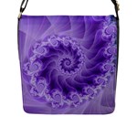 Silky Purple Spiral Fractal Flap Closure Messenger Bag (L)