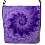 Silky Purple Spiral Fractal Flap Closure Messenger Bag (S)