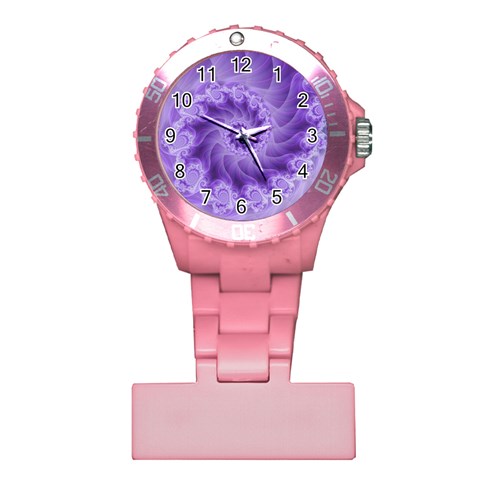 Silky Purple Spiral Fractal Plastic Nurses Watch from ArtsNow.com Front