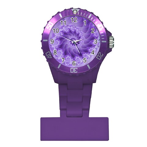 Silky Purple Spiral Fractal Plastic Nurses Watch from ArtsNow.com Front