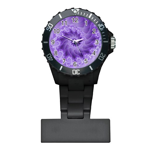 Silky Purple Spiral Fractal Plastic Nurses Watch from ArtsNow.com Front