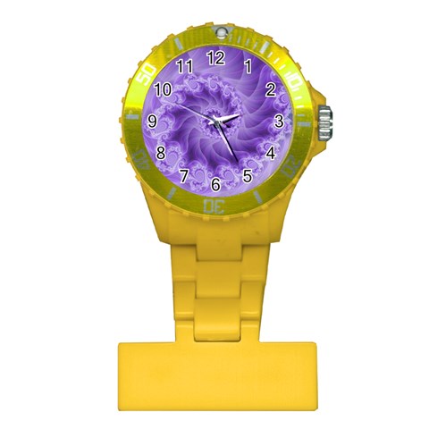 Silky Purple Spiral Fractal Plastic Nurses Watch from ArtsNow.com Front