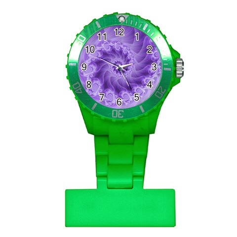 Silky Purple Spiral Fractal Plastic Nurses Watch from ArtsNow.com Front