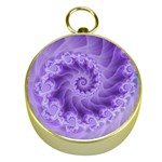 Silky Purple Spiral Fractal Gold Compass