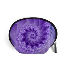 Silky Purple Spiral Fractal Accessory Pouch (Small) from ArtsNow.com Front