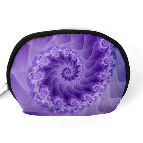 Silky Purple Spiral Fractal Accessory Pouch (Medium) from ArtsNow.com Back