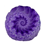 Silky Purple Spiral Fractal Standard 15  Premium Flano Round Cushion 