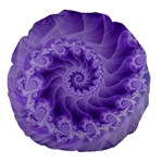 Silky Purple Spiral Fractal Large 18  Premium Flano Round Cushion 