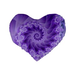 Silky Purple Spiral Fractal Standard 16  Premium Flano Heart Shape Cushion  from ArtsNow.com Back