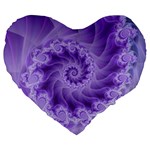 Silky Purple Spiral Fractal Large 19  Premium Flano Heart Shape Cushion