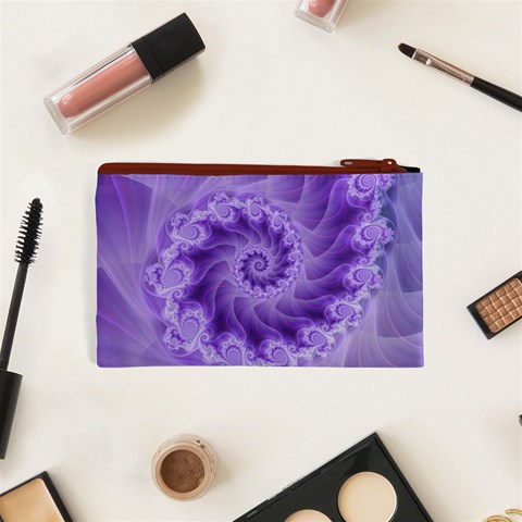 Silky Purple Spiral Fractal Cosmetic Bag (XS) from ArtsNow.com Back