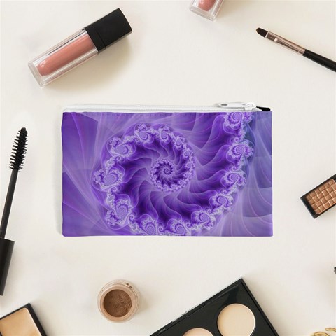 Silky Purple Spiral Fractal Cosmetic Bag (XS) from ArtsNow.com Back