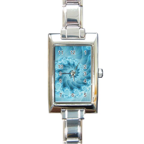 Silky Blue Spiral Fractal Rectangle Italian Charm Watch from ArtsNow.com Front