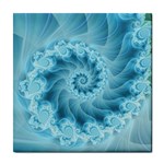 Silky Blue Spiral Fractal Tile Coaster