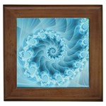 Silky Blue Spiral Fractal Framed Tile