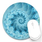 Silky Blue Spiral Fractal Round Mousepad