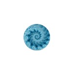 Silky Blue Spiral Fractal 1  Mini Button