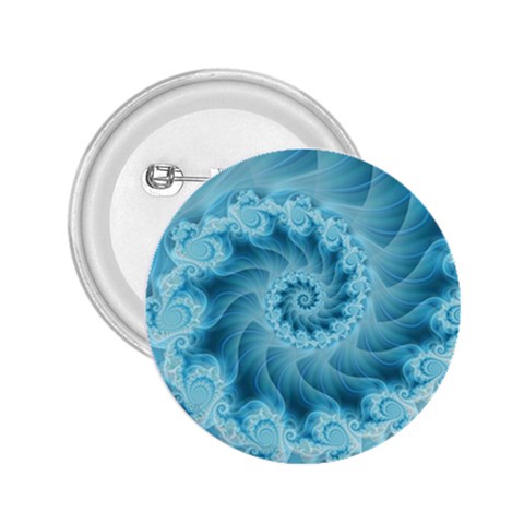 Silky Blue Spiral Fractal 2.25  Button from ArtsNow.com Front