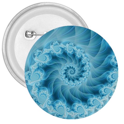 Silky Blue Spiral Fractal 3  Button from ArtsNow.com Front