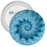 Silky Blue Spiral Fractal 3  Button