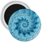 Silky Blue Spiral Fractal 3  Magnet