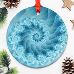 Silky Blue Spiral Fractal Ornament (Round)