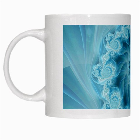 Silky Blue Spiral Fractal White Mug from ArtsNow.com Left