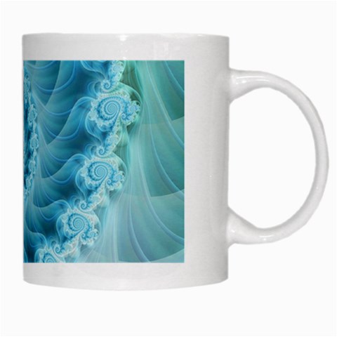 Silky Blue Spiral Fractal White Mug from ArtsNow.com Right