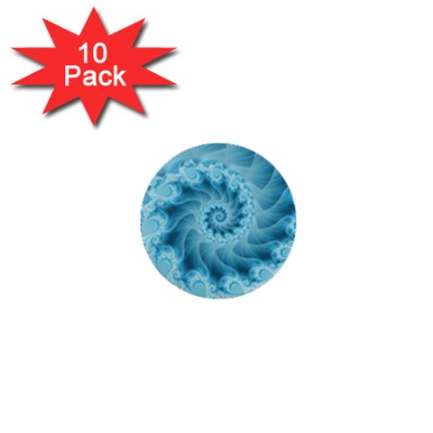 Silky Blue Spiral Fractal 1  Mini Button (10 pack)  from ArtsNow.com Front