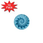 Silky Blue Spiral Fractal 1  Mini Magnet (10 pack) 