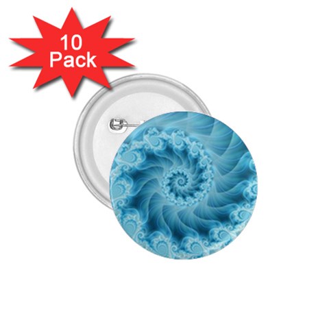 Silky Blue Spiral Fractal 1.75  Button (10 pack)  from ArtsNow.com Front