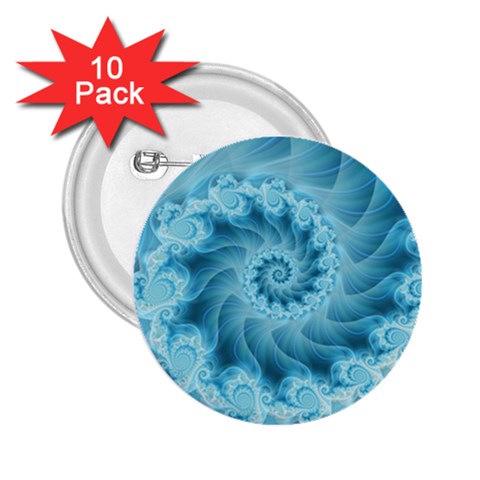 Silky Blue Spiral Fractal 2.25  Button (10 pack) from ArtsNow.com Front