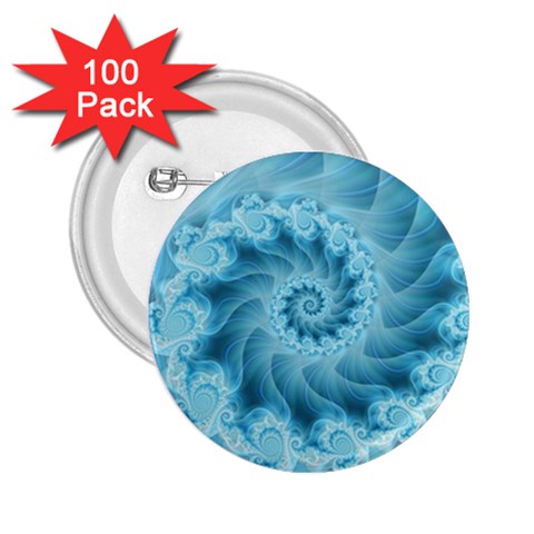 Silky Blue Spiral Fractal 2.25  Button (100 pack) from ArtsNow.com Front