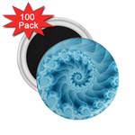 Silky Blue Spiral Fractal 2.25  Magnet (100 pack) 