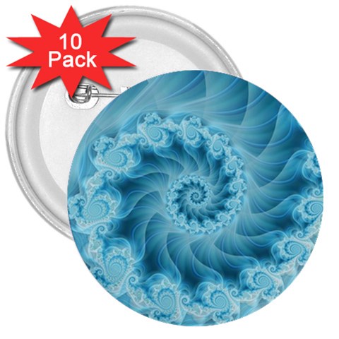 Silky Blue Spiral Fractal 3  Button (10 pack) from ArtsNow.com Front