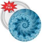 Silky Blue Spiral Fractal 3  Button (10 pack)