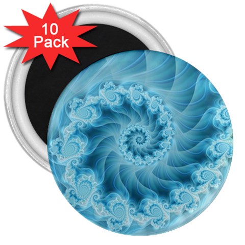 Silky Blue Spiral Fractal 3  Magnet (10 pack) from ArtsNow.com Front