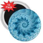 Silky Blue Spiral Fractal 3  Magnet (10 pack)