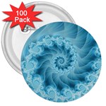 Silky Blue Spiral Fractal 3  Button (100 pack)