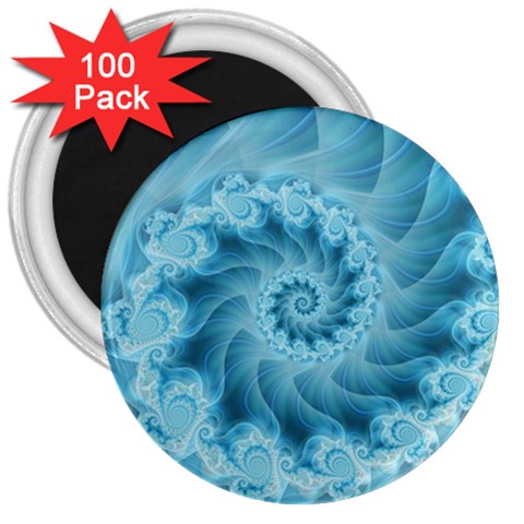 Silky Blue Spiral Fractal 3  Magnet (100 pack) from ArtsNow.com Front