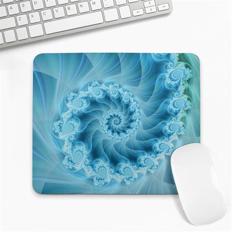 Silky Blue Spiral Fractal Large Mousepad from ArtsNow.com Front