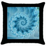 Silky Blue Spiral Fractal Throw Pillow Case (Black)