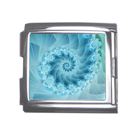 Silky Blue Spiral Fractal Mega Link Italian Charm (18mm) from ArtsNow.com Front