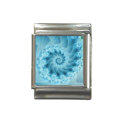 Silky Blue Spiral Fractal Italian Charm (13mm) from ArtsNow.com Front